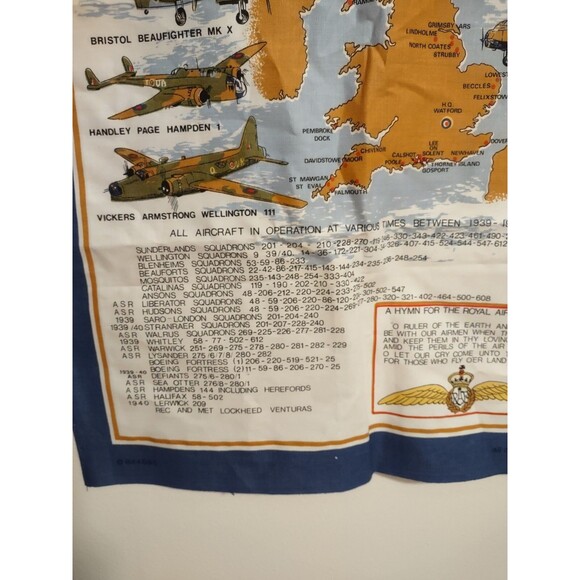 Vintage RAF Coastal Command Commemorative Cotton Tea Towel - Picture 10 of 12